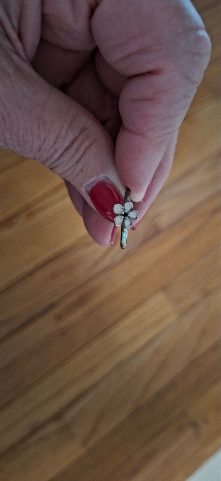 Schattige zilveren Pandora ring met bloem - Maat 17-18, Ophalen of Verzenden, Zo goed als nieuw, 17 tot 18, Dame