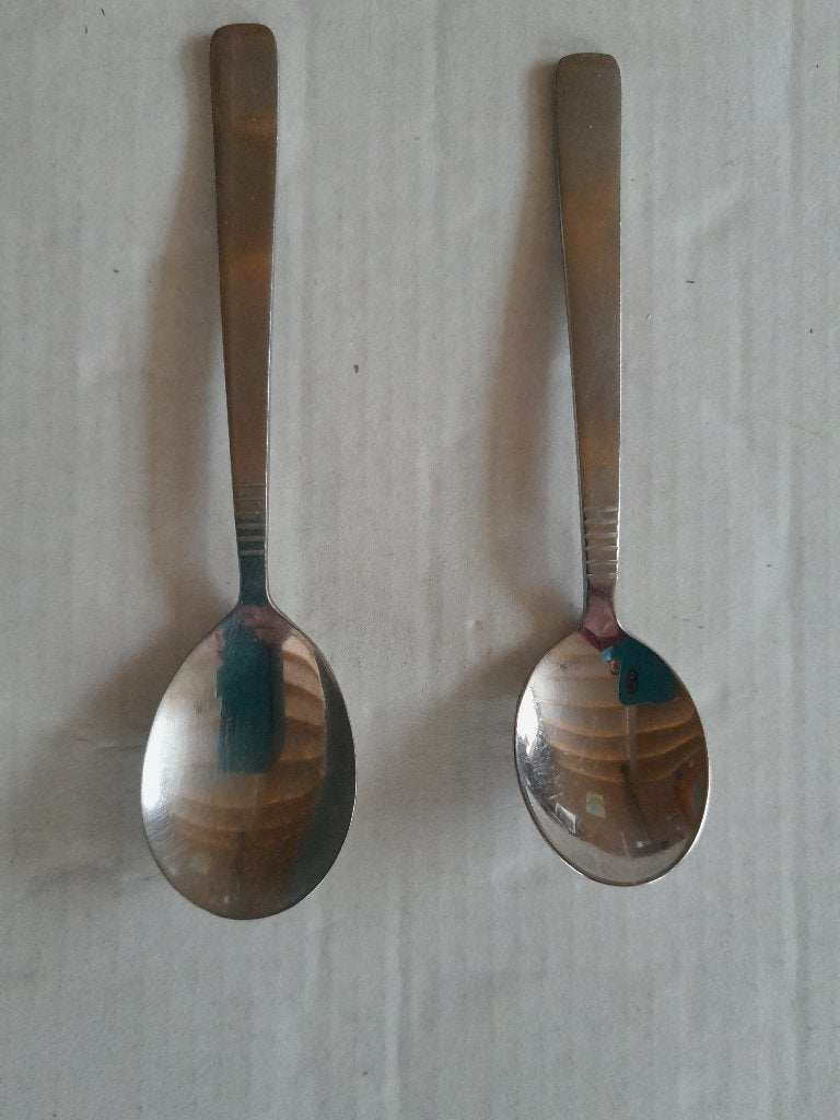 2 gero zilmeta lepeltjes nr. 510 slowfox, Huis en Inrichting, Ophalen of Verzenden, Gebruikt, Rvs of Chroom