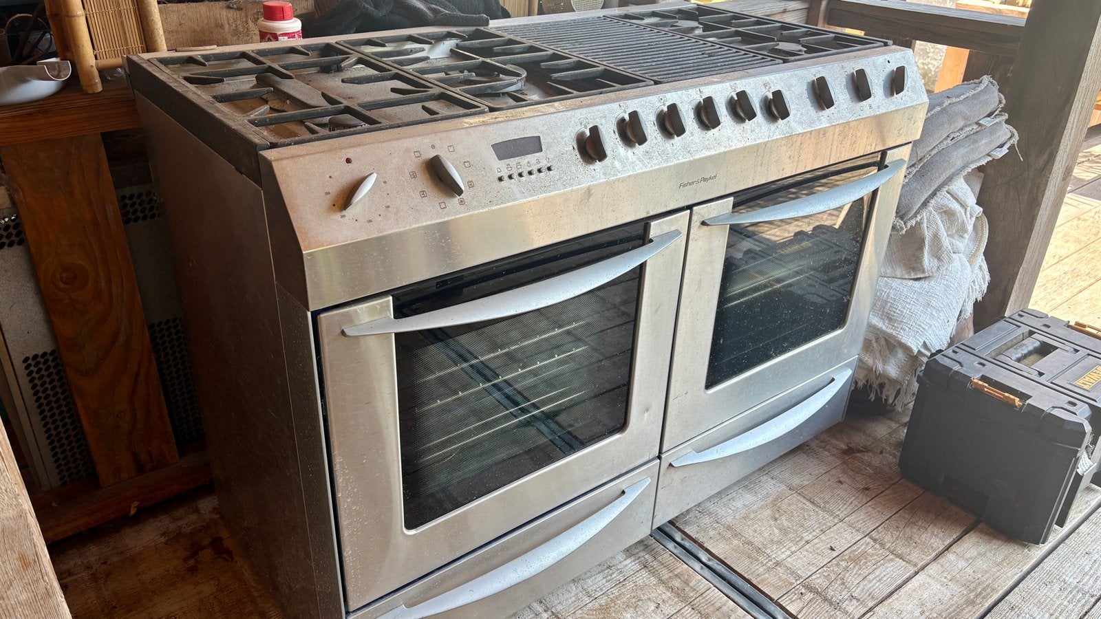 Fisher & Paykel Fornuis met Dubbele Oven en Gasfornuis, Witgoed en Apparatuur, Fornuizen, Ophalen, Gebruikt, 60 cm of meer, Grill