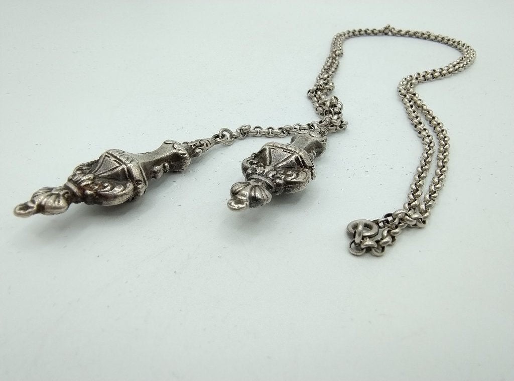 Zilveren jasseronketting met breipendoppen, 835, Met hanger, Gebruikt, Info@zilverwebsite.nl, Verzenden