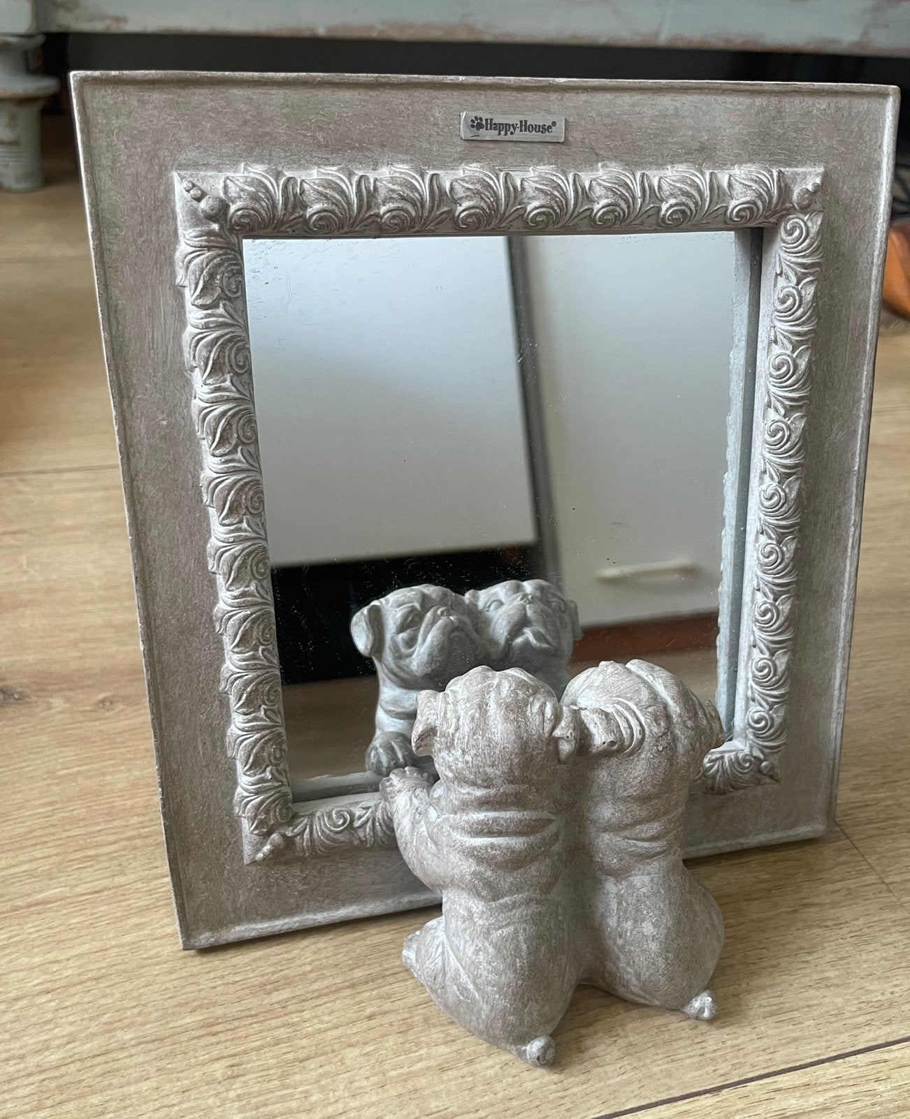 Happy house spiegel Engelse bulldog, Ophalen of Verzenden, Zo goed als nieuw, Rechthoekig, Minder dan 100 cm