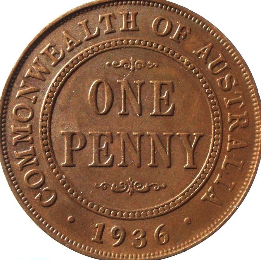 Australië 1 penny 1936, Ophalen of Verzenden, Losse munt