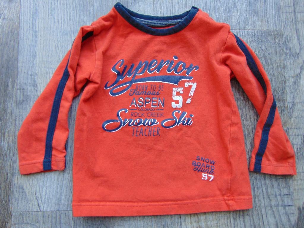 Longsleeve oranjerood maat 74 T-shirt lange mouwen, Kinderen en Baby's, Babykleding | Maat 74, Ophalen of Verzenden, Zo goed als nieuw