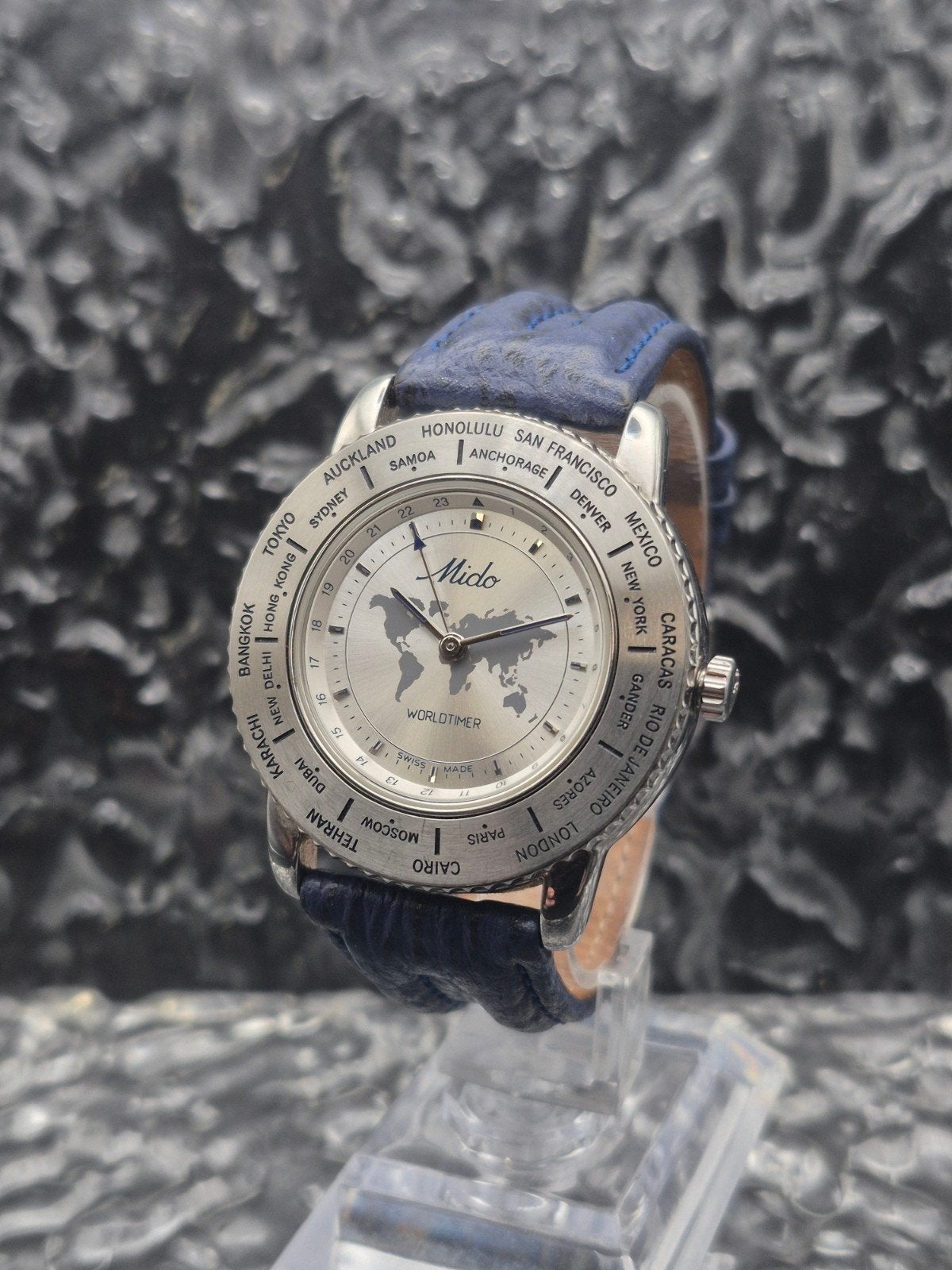Mido World Timer Ref. 5200 GMT Swiss ETA E10.061 Quartz, Sieraden, Tassen en Uiterlijk, Horloges | Heren, Overige merken, Leer