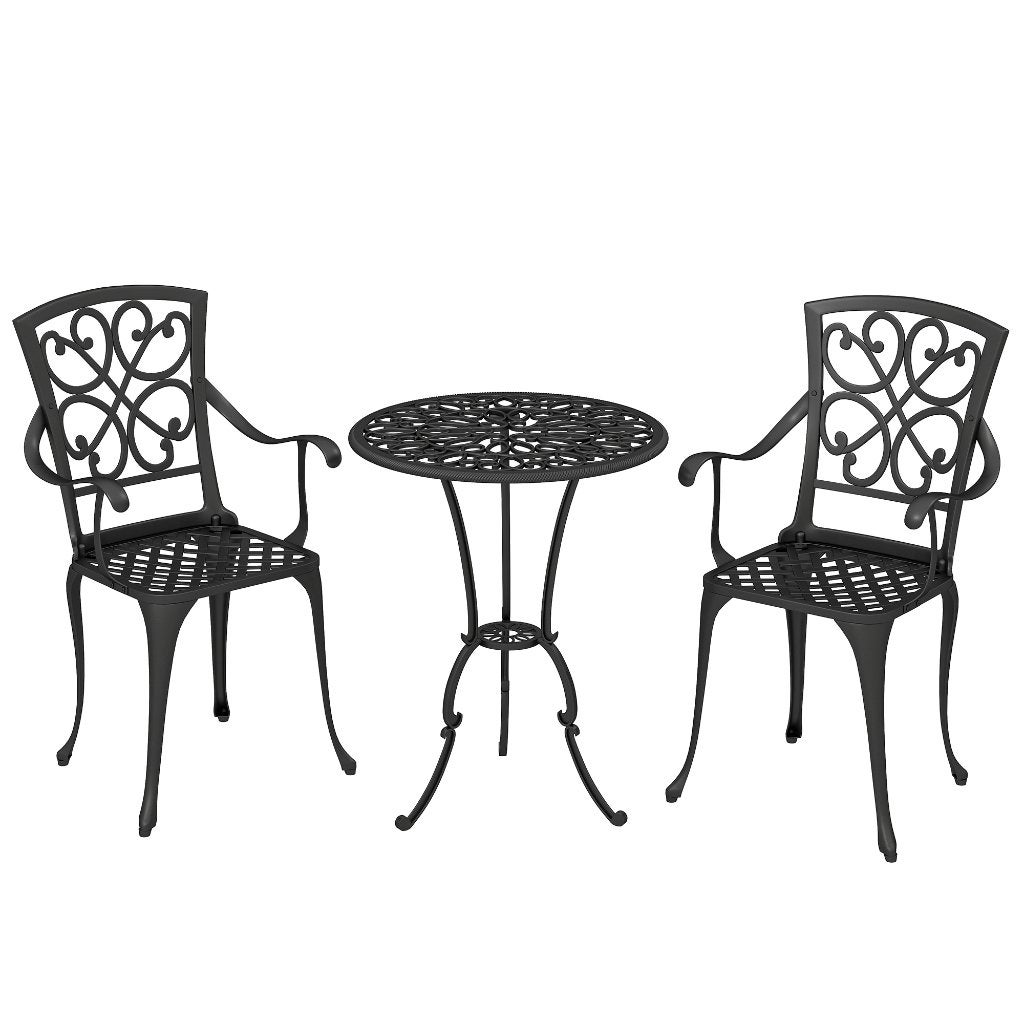 Tuinset, Balkonset, Zwart, gietaluminium, Ophalen of Verzenden, Nieuw, Aluminium