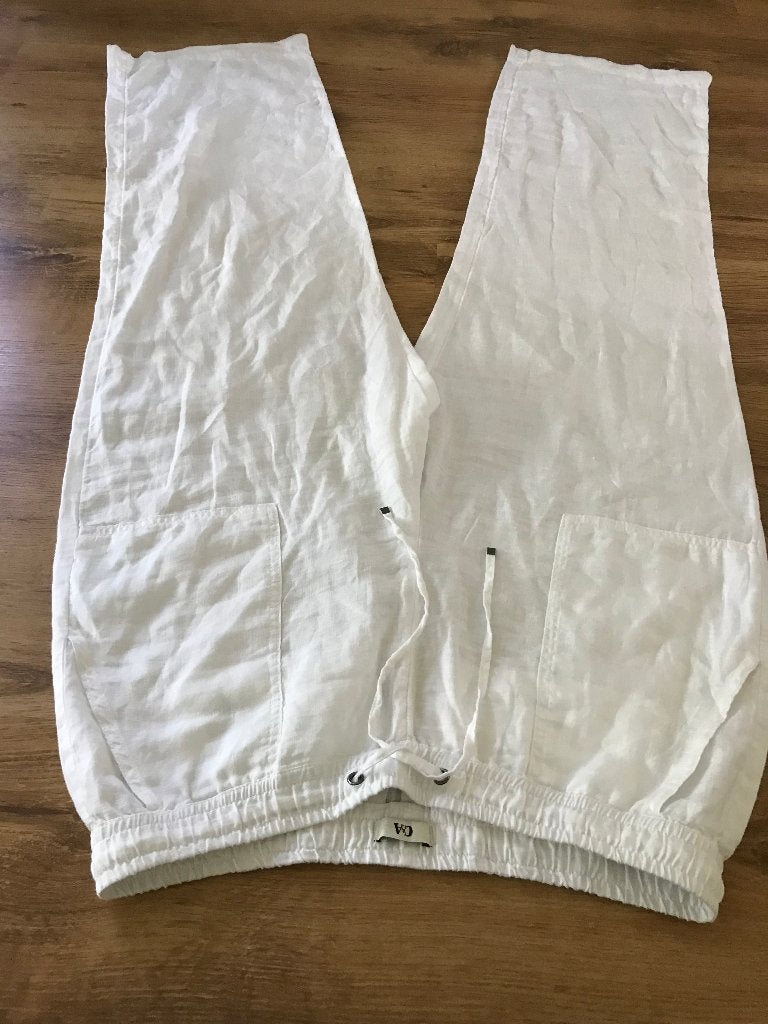 witte dames linnen broek, Ophalen, Wit, Maat 42/44 (L), Zo goed als nieuw