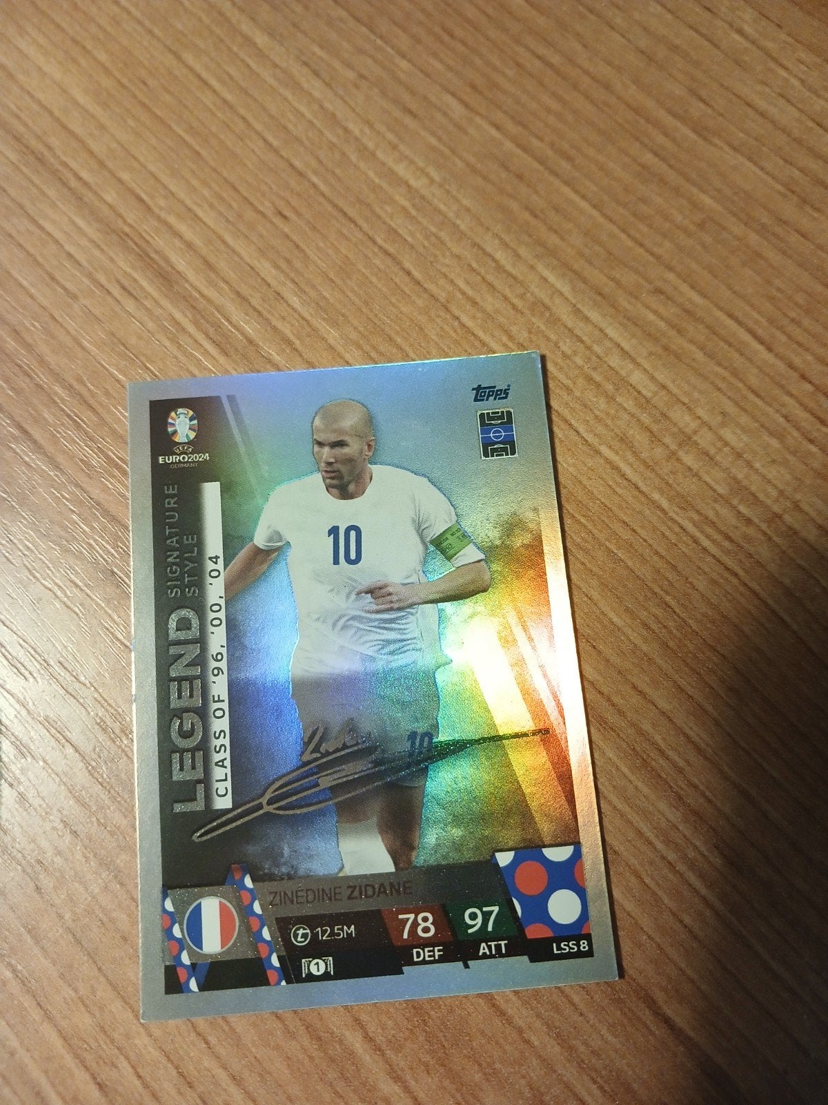 Zinedine Zidane Topps Match Attax EURO 2024 Legend Kaart, Verzenden, Zo goed als nieuw, Buitenlandse clubs, Spelerskaart