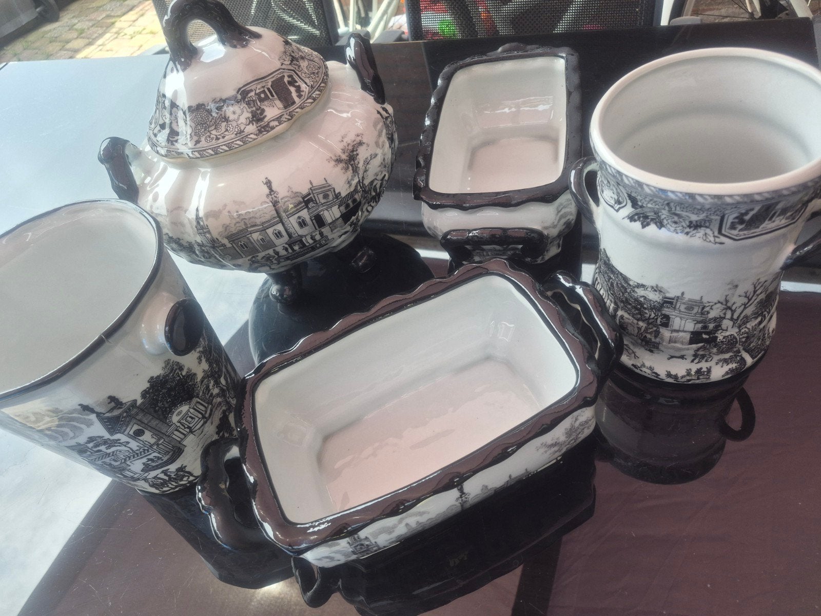Antieke Victoria Ware aardewerkset. Engels transferware, Antiek en Kunst, Ophalen