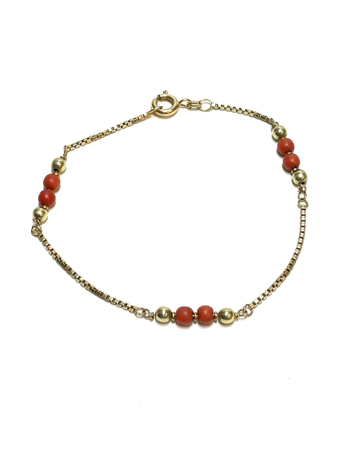 14k gouden armband met bloedkoraal, -, -, Ophalen of Verzenden, Zo goed als nieuw