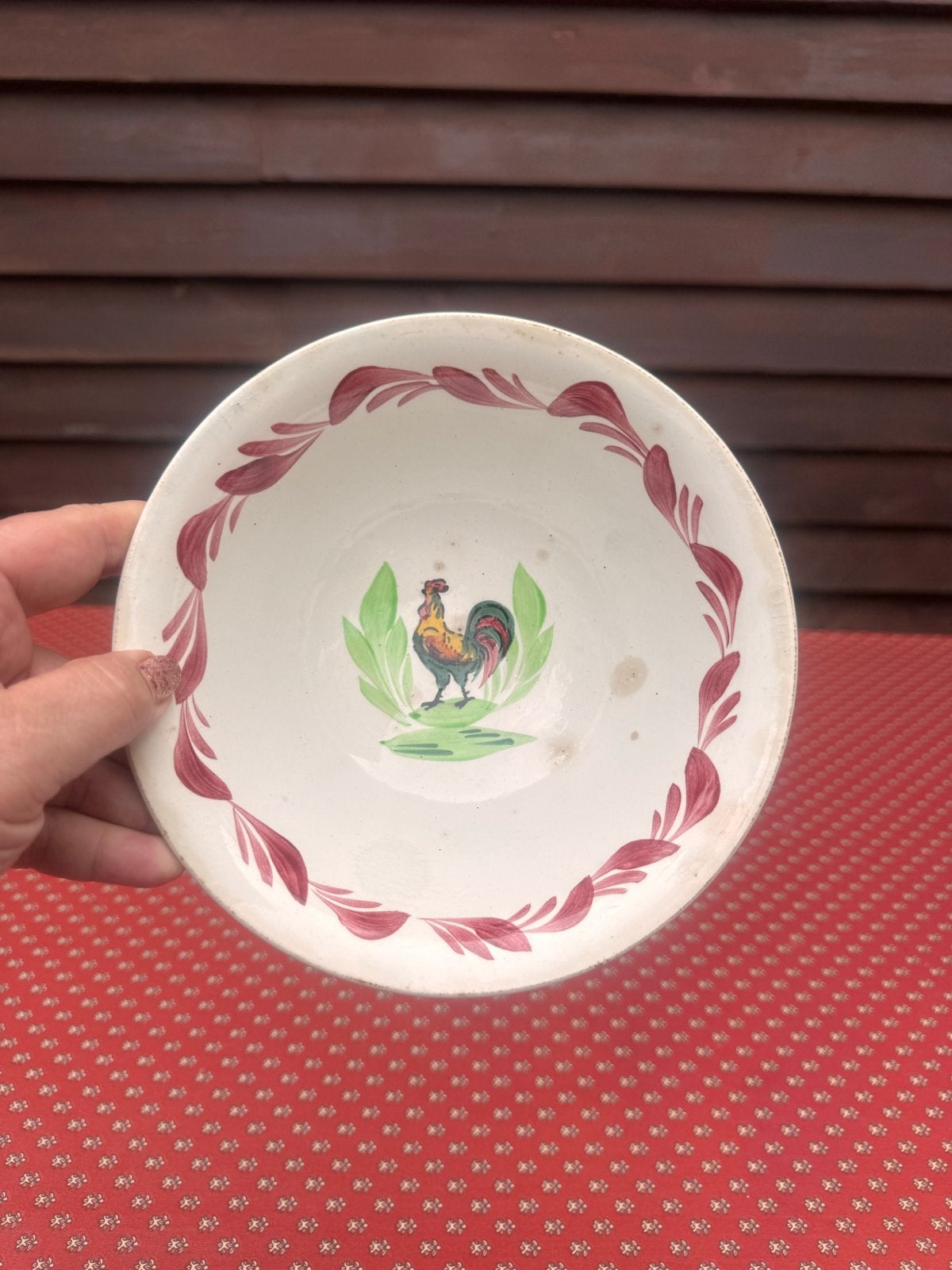 Antiek Frans kommetje met haan decoratie, Ophalen of Verzenden