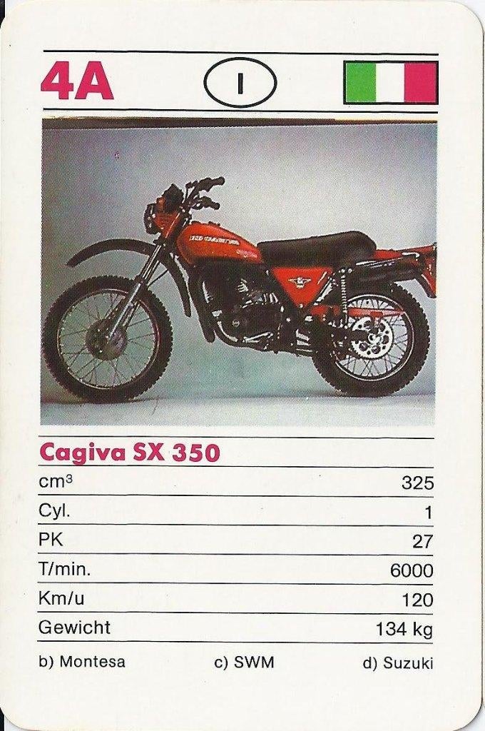 Motorkaartje ( 4 A ) Gagiva SX 350, Ophalen of Verzenden, Zo goed als nieuw, Auto's