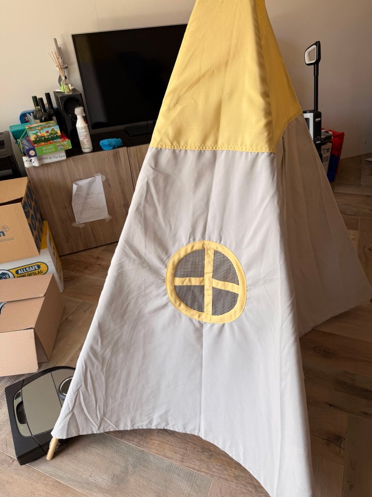 Ikea Kinder tipi tent - grijs met geel, Kinderen en Baby's, Ophalen, Zo goed als nieuw