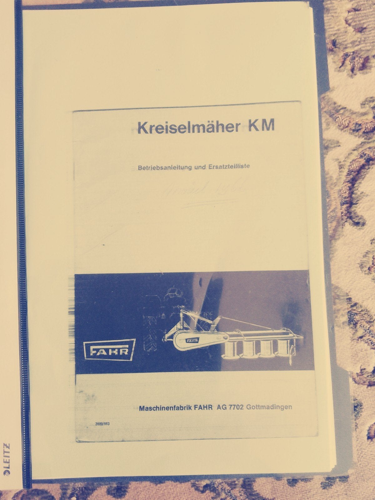 Fahr Kreiselmäher KM - Bedienings-onderdelenboek, Ophalen of Verzenden, Gelezen, Werktuigbouwkunde, Maschinenfabrik Fahr AG