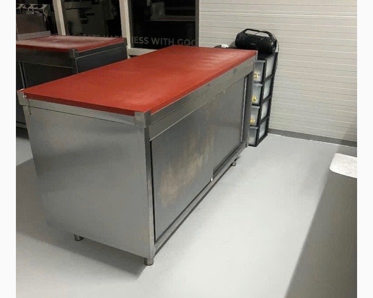 RVS werkbanken met snijblad, Ophalen, Gebruikt, Meerkleurig, 150 tot 200 cm