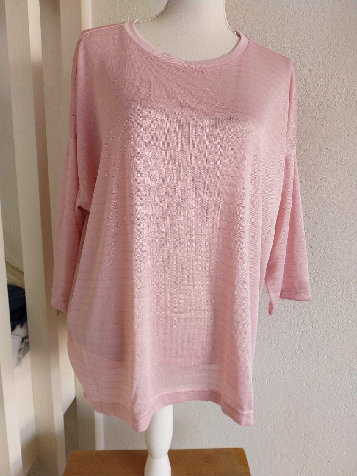 Roze top met driekwart mouwen en glitter maat 48/50, Kleding | Dames, Up2Fashion, Maat 46/48 (XL) of groter, Ophalen of Verzenden