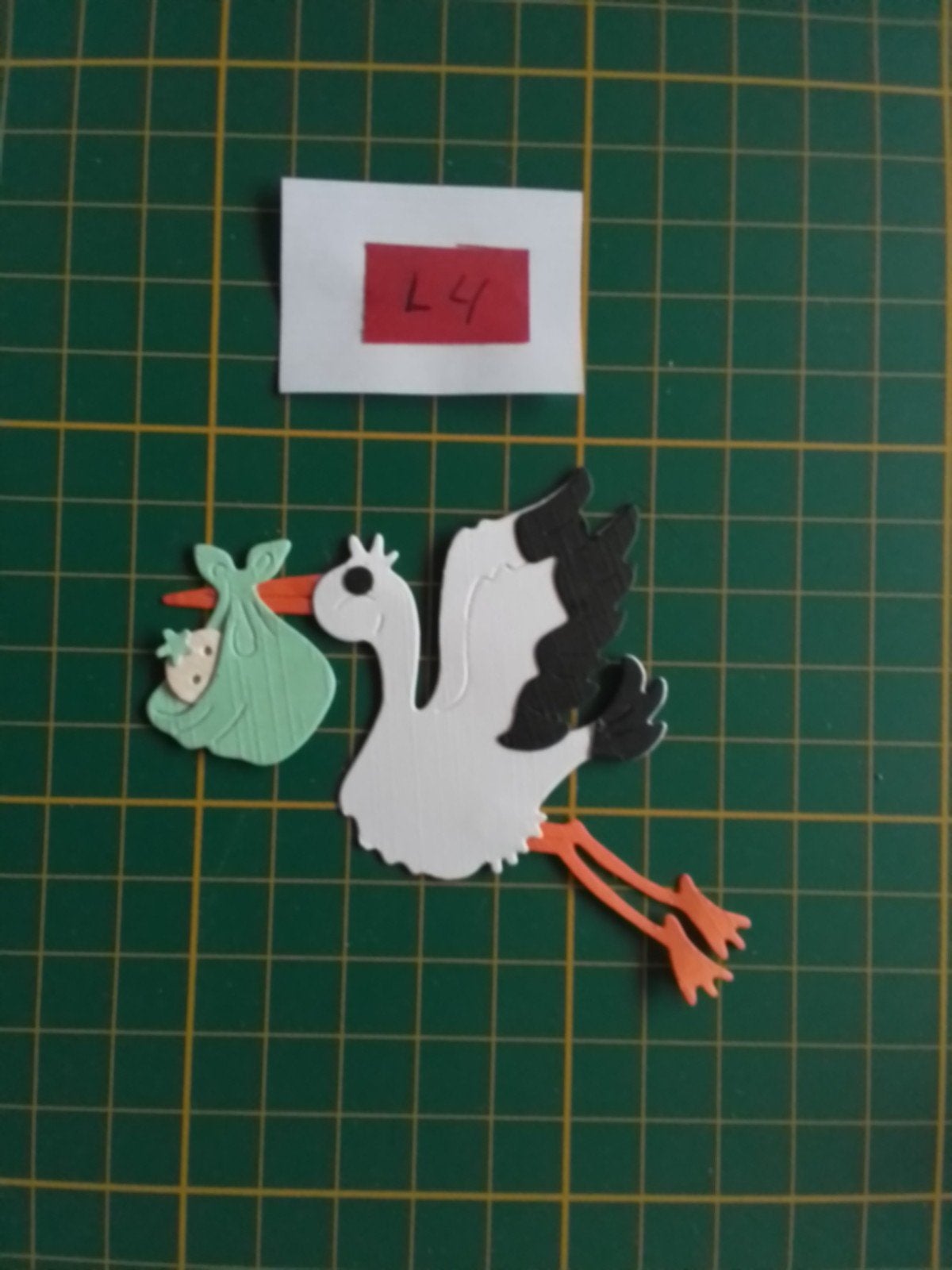 L4 Stansjes ooievaar met baby, Hobby en Vrije tijd, Ophalen of Verzenden, Nieuw, Kind, Overige typen