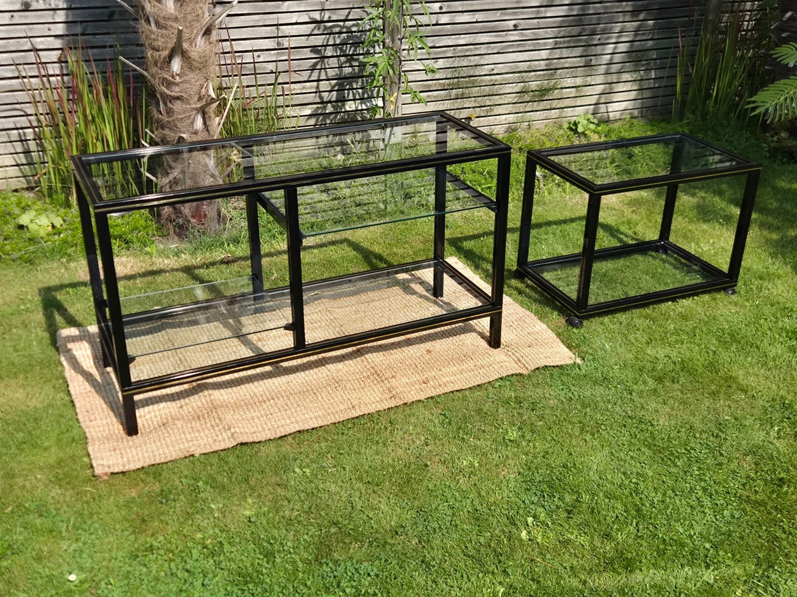 Pierre Vandel Paris salontafel en bijzettafel tv meubel set, Minder dan 45 cm, Gebruikt, Metaal of Aluminium, Ophalen of Verzenden