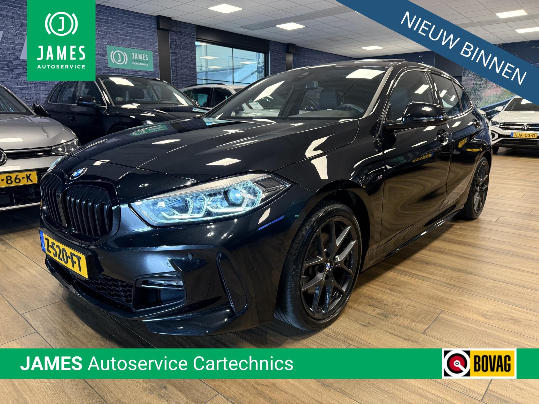 BMW 1-serie 118i M Sport |LED|PANO|HiFi|Elek. achterklep|Stu, Auto's, 136 pk, Leder en Stof, Zwart, Origineel Nederlands