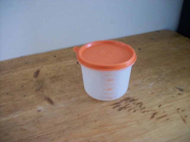 Tupperware Bakje ( oranje deksel, 400 ml ), Ophalen of Verzenden, Gebruikt, Oranje