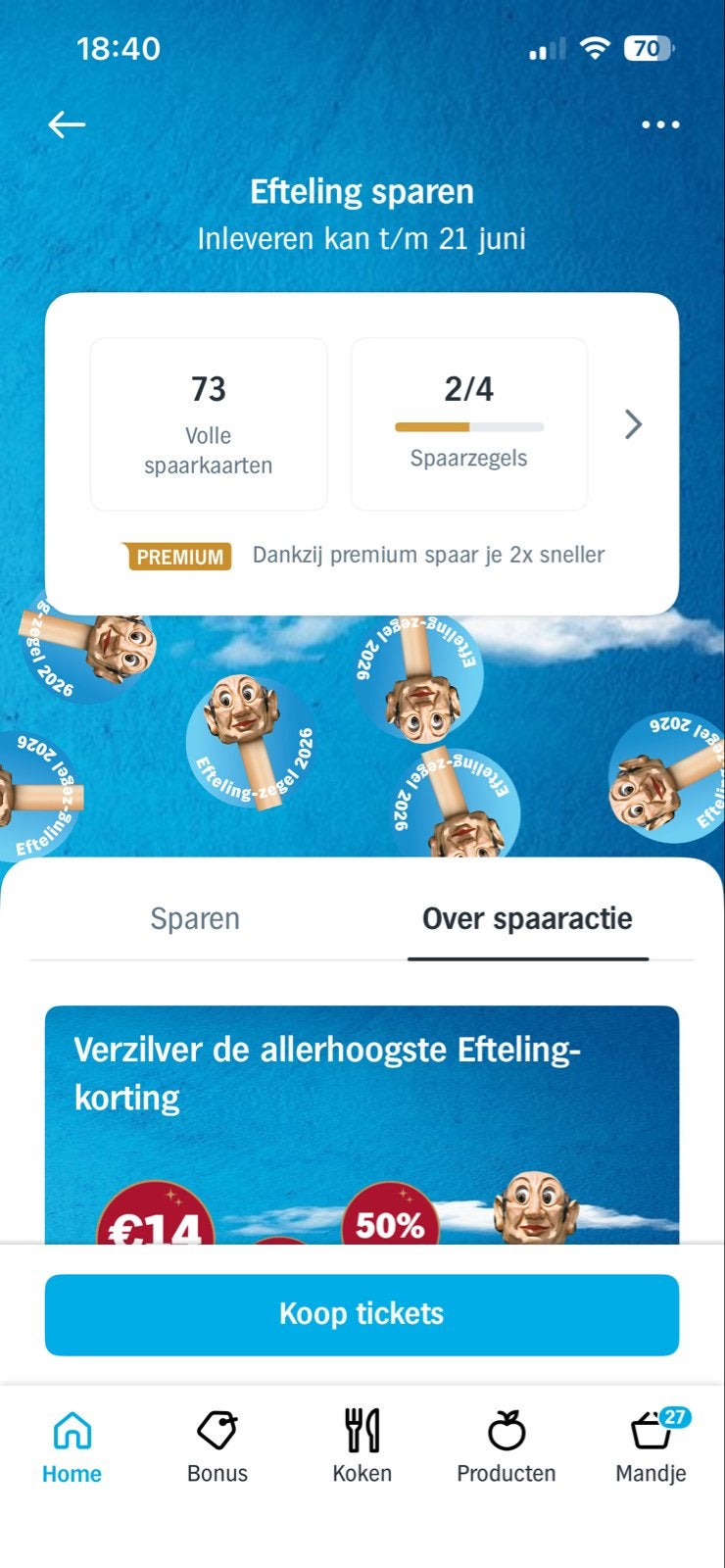 73 (!) kaarten Efteling spaarzegels - €14 korting op tickets, Ophalen of Verzenden, Nieuw, Overige typen