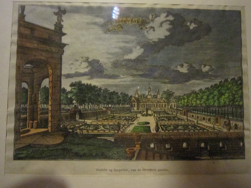 Orig. Kl,. Gravure 1875, ZORGVLIET, vanaf Orangerie gezien, Ophalen of Verzenden, Architectuur, Gravure