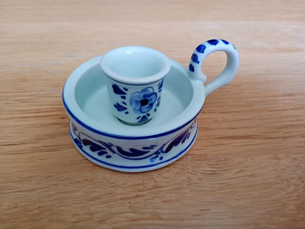 Handgeschilderde Delfts Blauwe Kandelaar - 646, Antiek en Kunst, Antiek | Kandelaars, Ophalen of Verzenden