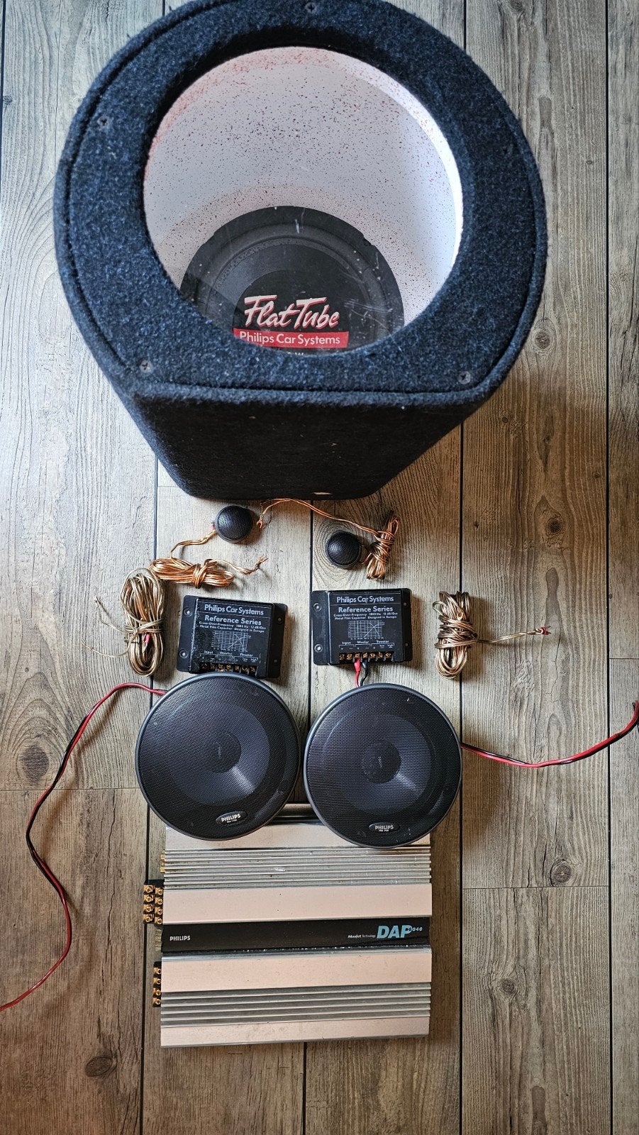 Philips Car Audio Set: Versterker, Subwoofer, Speakers, Ophalen of Verzenden, Gebruikt