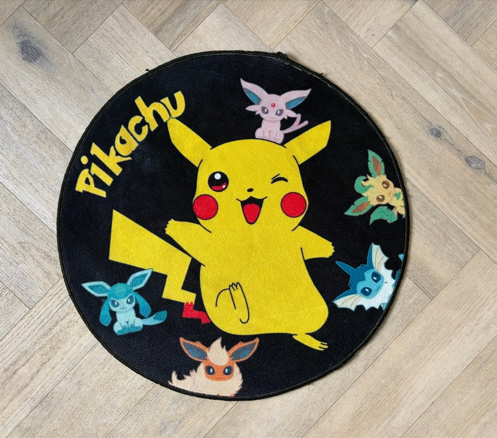Pikachu Pokémon vloerkleed rond - 60 cm, Gebruikt, Zwart, Rond, 50 tot 100 cm