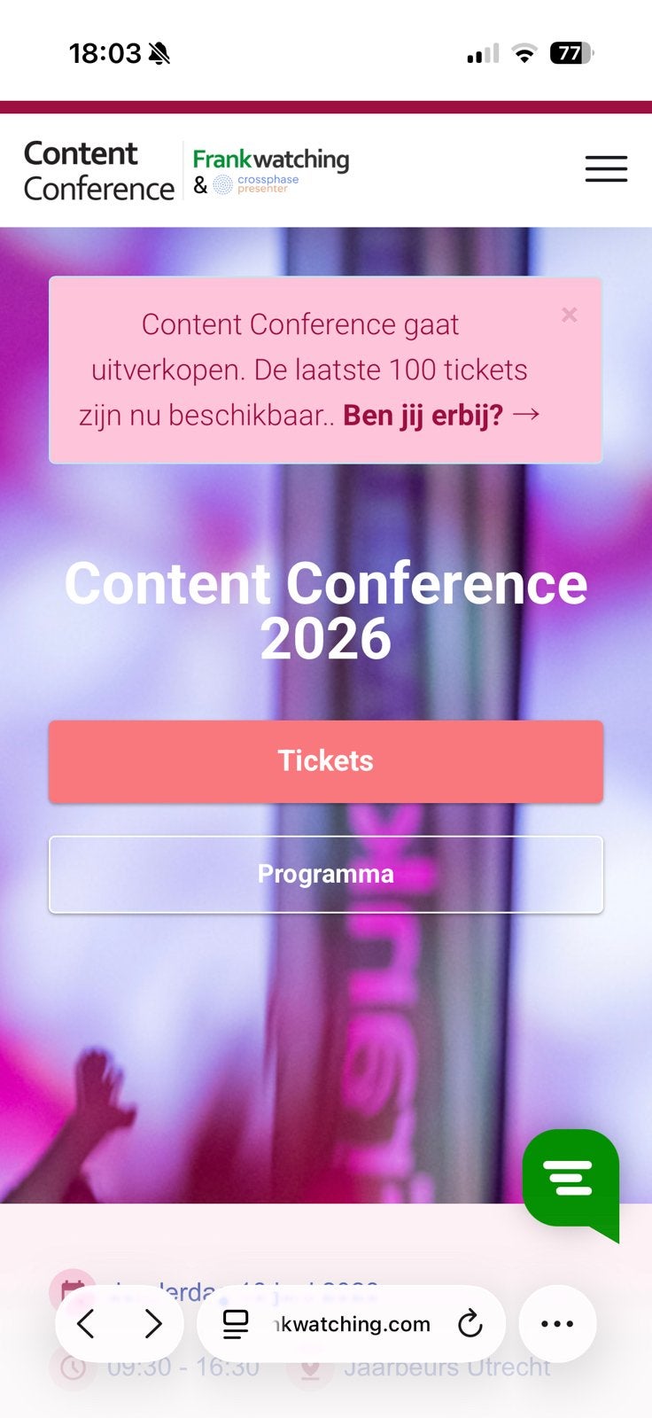 Content conference 2026, Tickets en Kaartjes, Beurzen, Eén persoon
