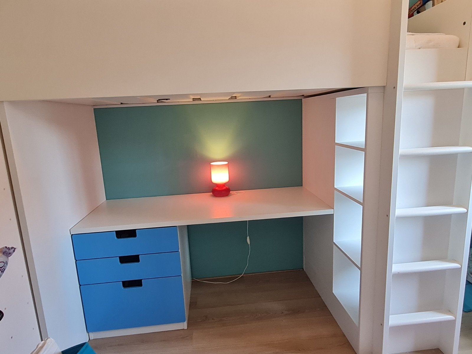 Hoogslaper met bureau, kast en lades - Zo goed als nieuw, Ophalen, 85 tot 100 cm, Gebruikt, Hoogslaper of Stapelbed