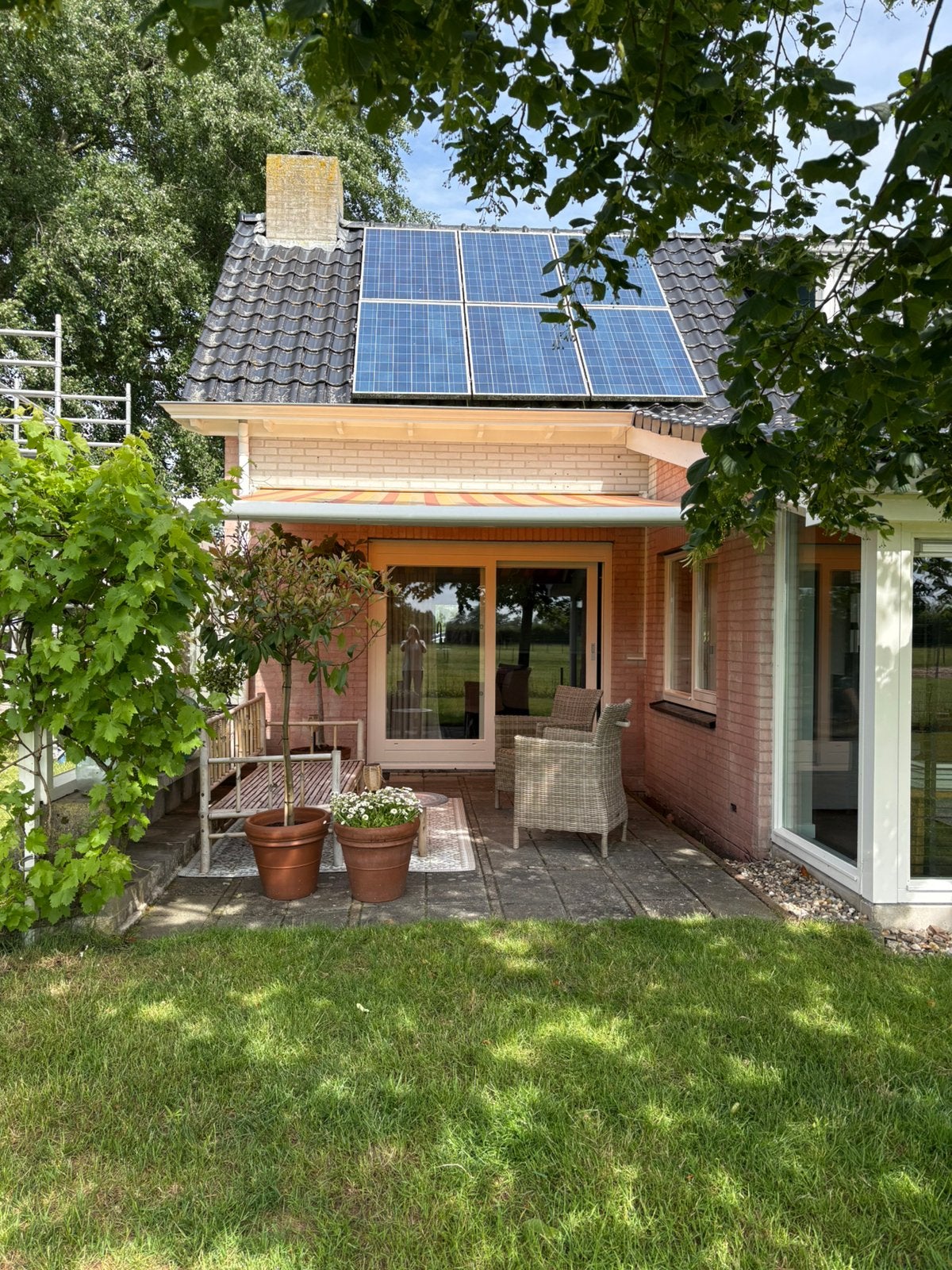 Elektrisch zonnescherm met Somfy motor – 3,32 meter breed, Ophalen, Gebruikt, Overige typen