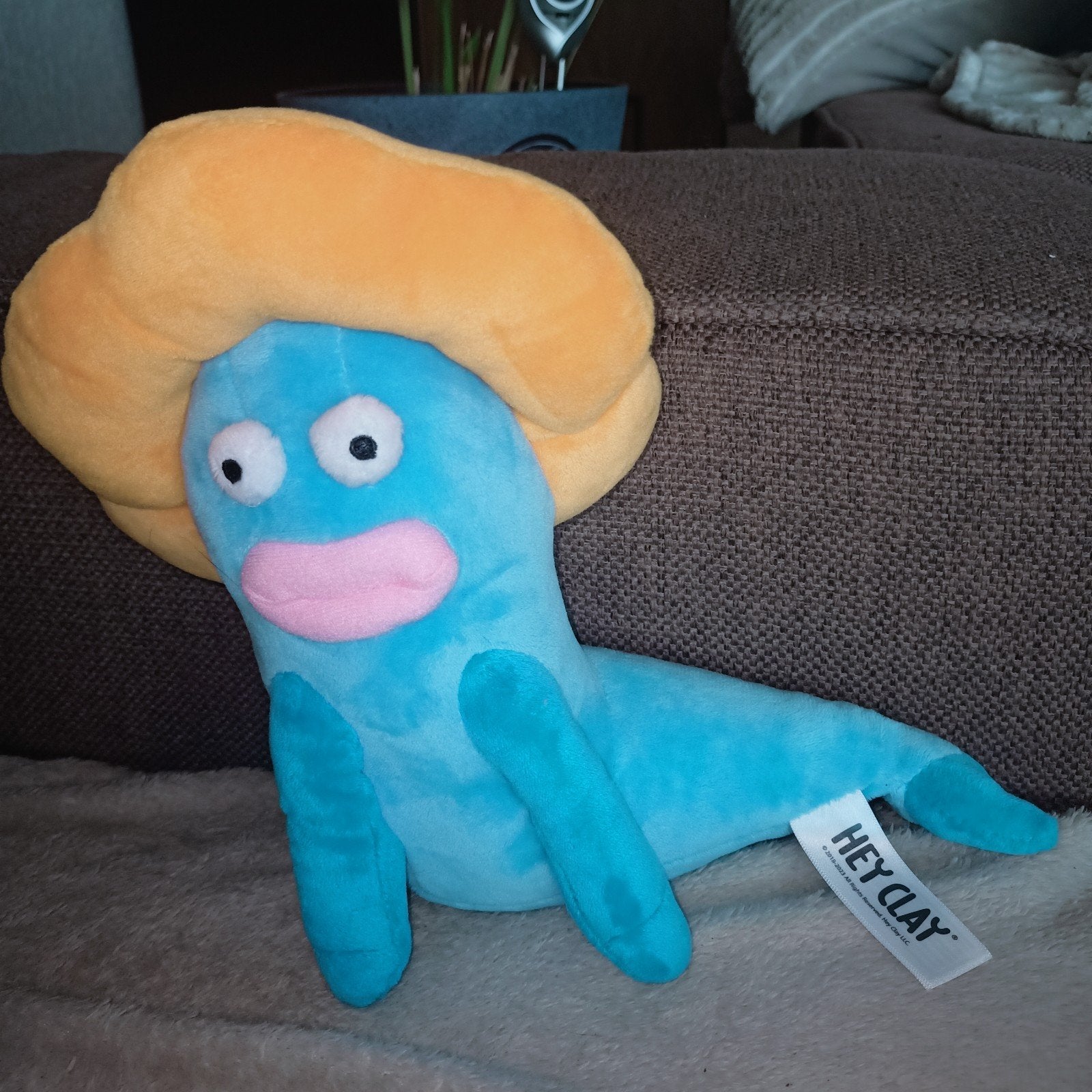 Hey clay, blauw lijf, oranje hoed, roze mond., Overige merken, Overige typen, Blauw, Ophalen of Verzenden