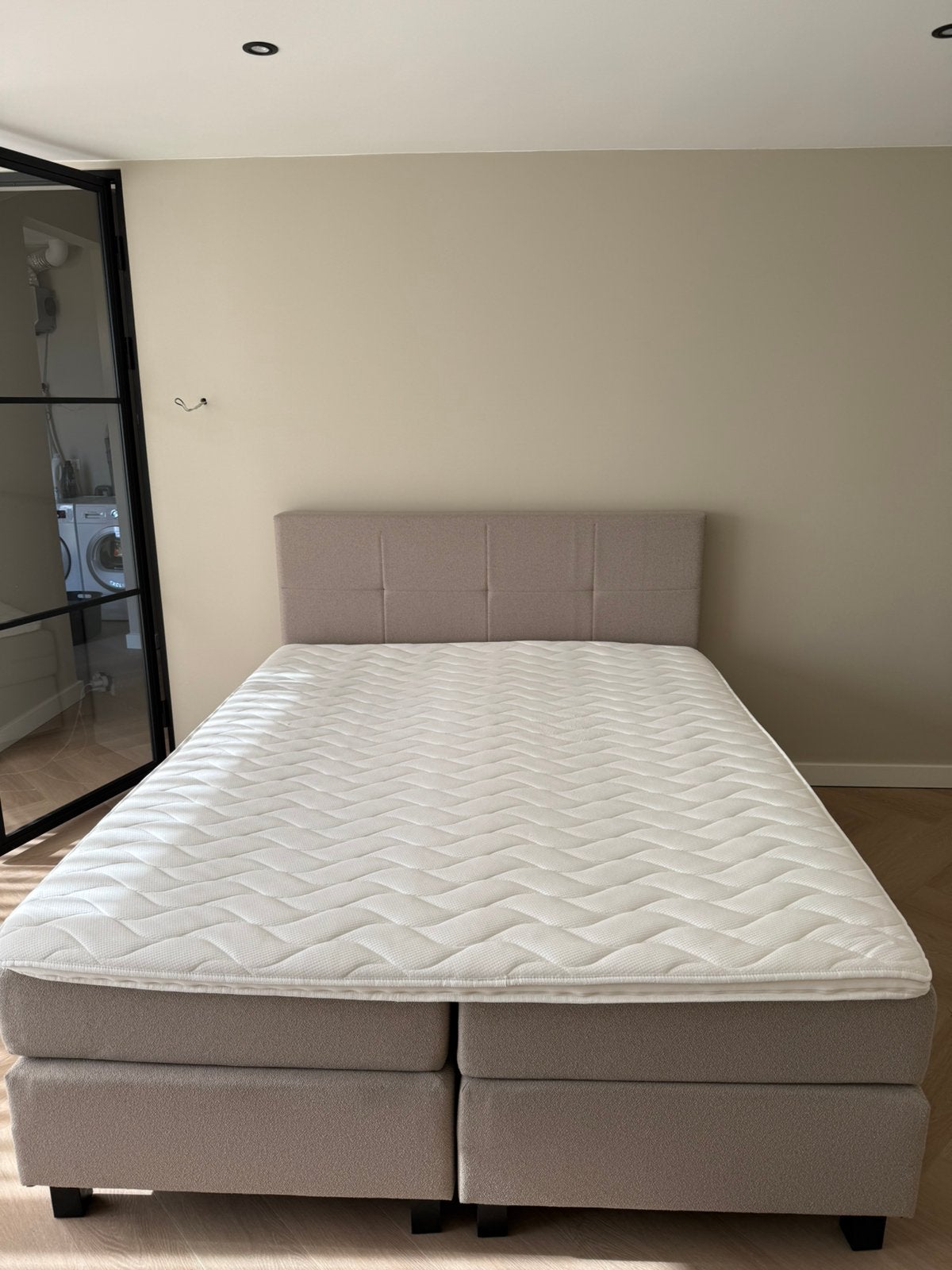 Boxspring Leen Bakker 160x200, Ophalen, Beige, Tweepersoons, Zo goed als nieuw