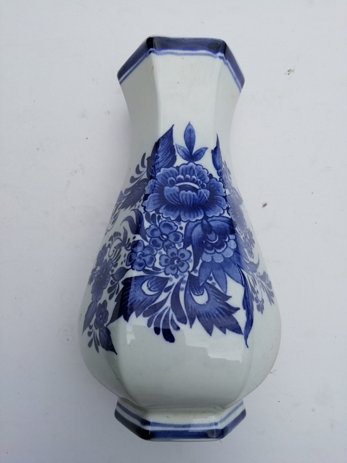 Delfts Blauw Handwerk Vaasje - Uniek Bloemenpatroon, Ophalen of Verzenden