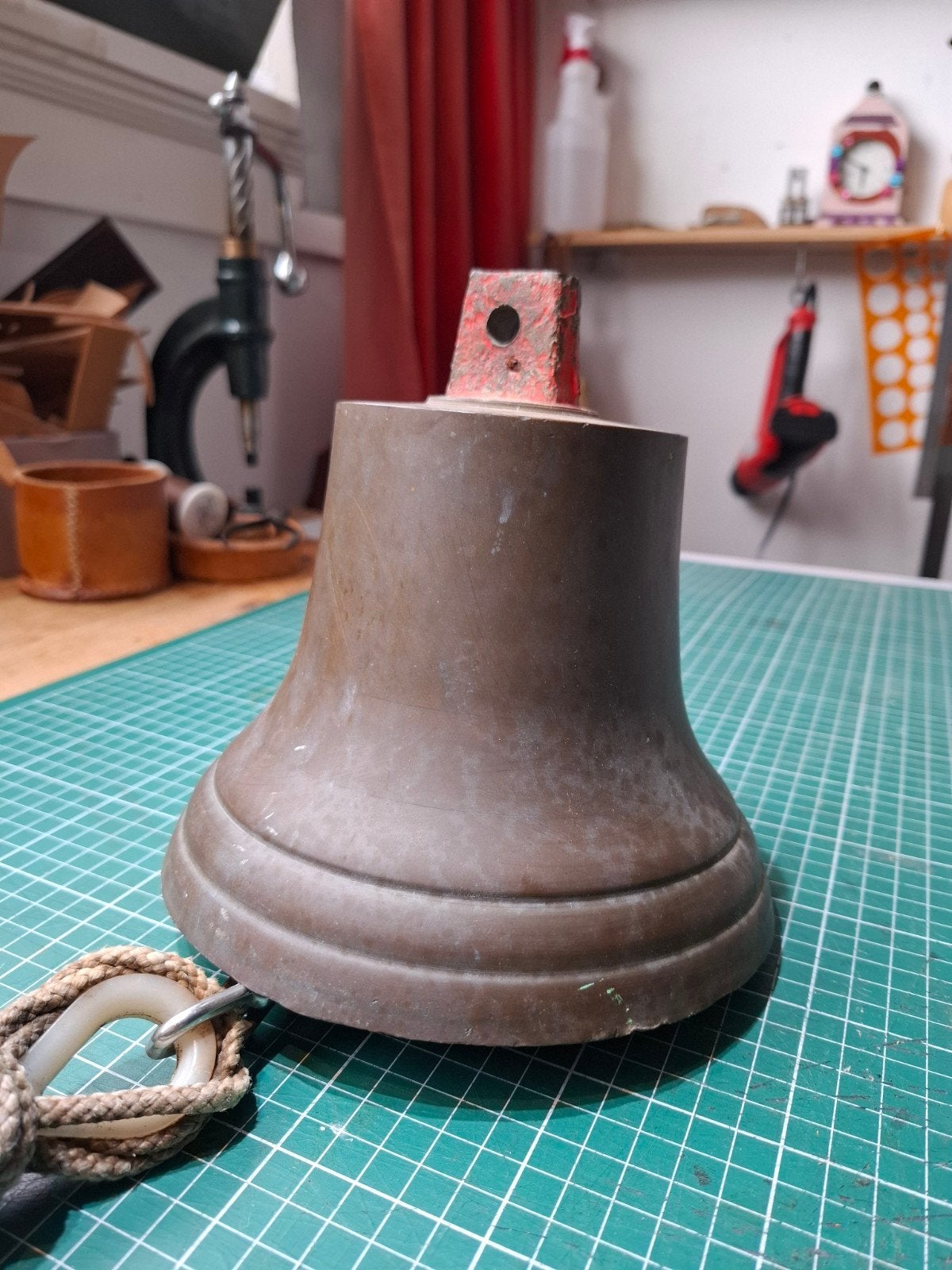 Antieke scheepsbel met touw - Brons, Antiek en Kunst, Ophalen