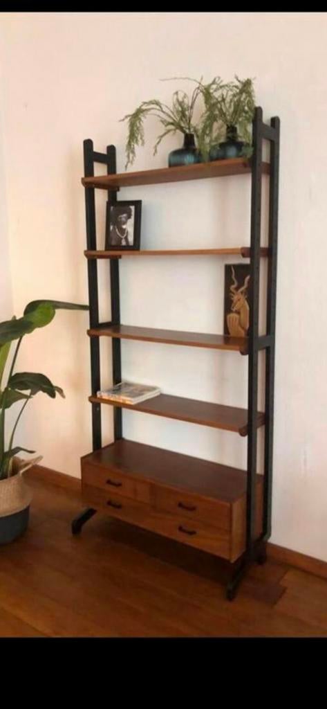 Vintage Simpla Lux wandsysteem jaren '60, Gebruikt, 100 tot 150 cm, Teakhout, Ophalen of Verzenden