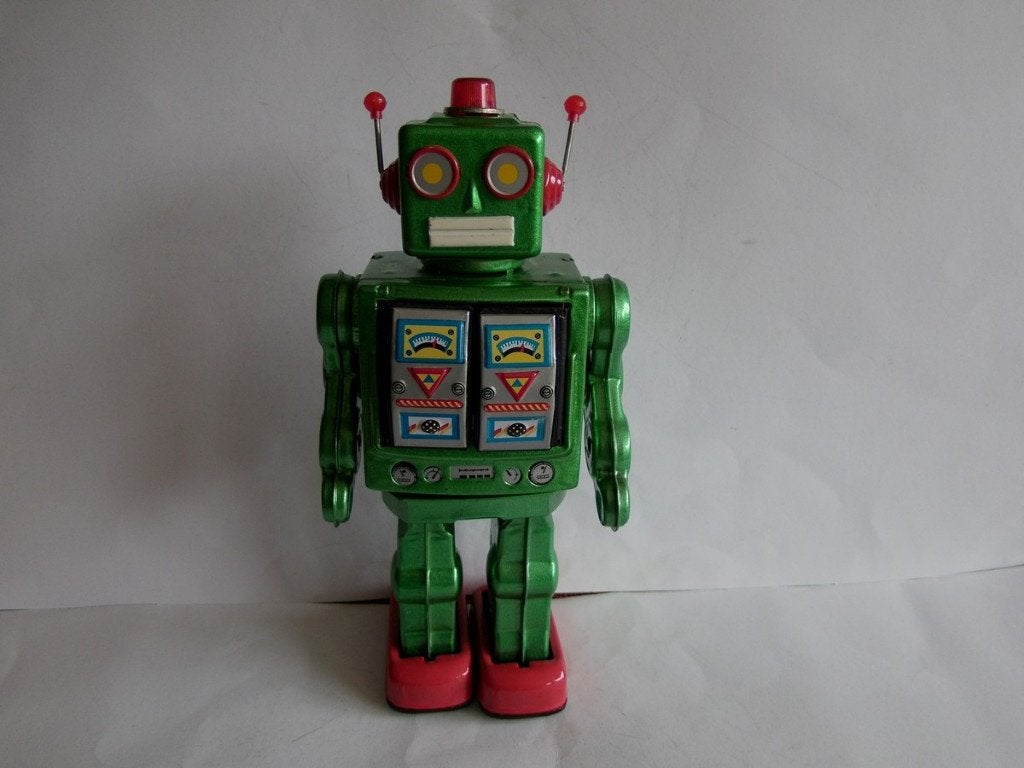 Oude blikken Electron Robot, Green. China, jaren''2000''s, Ophalen of Verzenden, Zo goed als nieuw