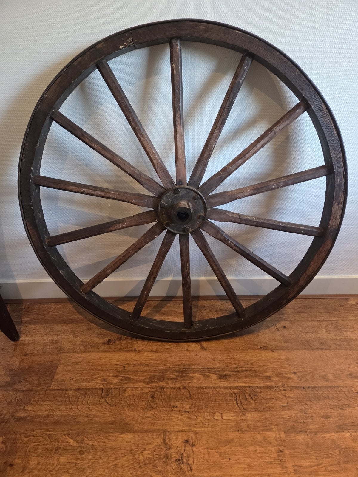 Antiek houten wagenwiel / karrenwiel - 114 cm diameter, Ophalen