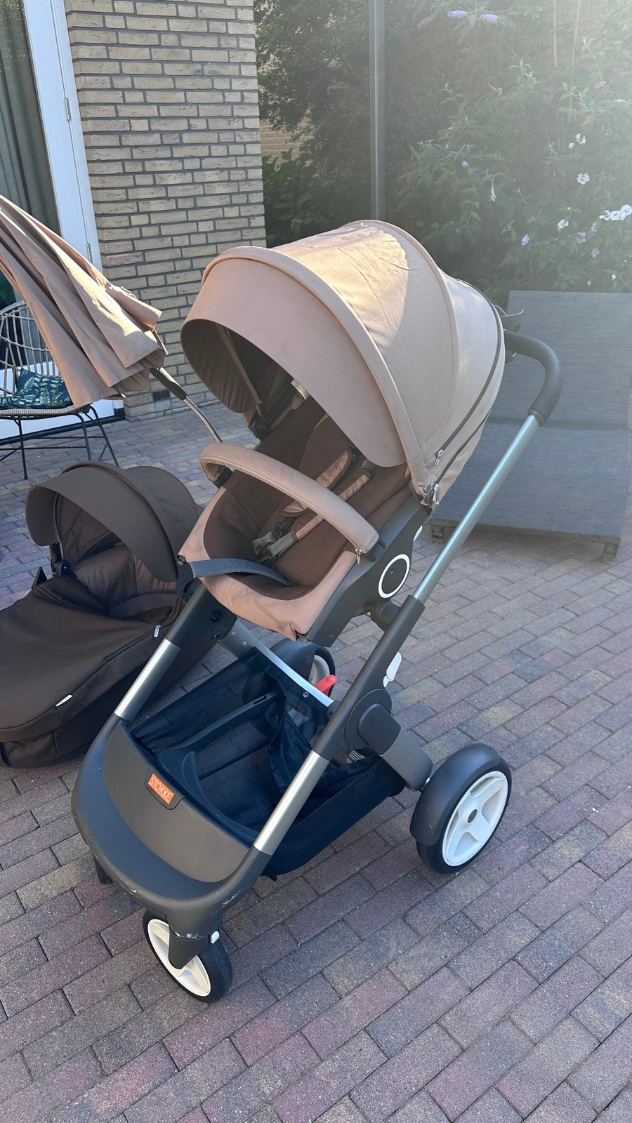 Stokke Trailz kinderwagen met reiswieg en autostoeltje, Gebruikt, Combiwagen, Met autostoeltje, Ophalen