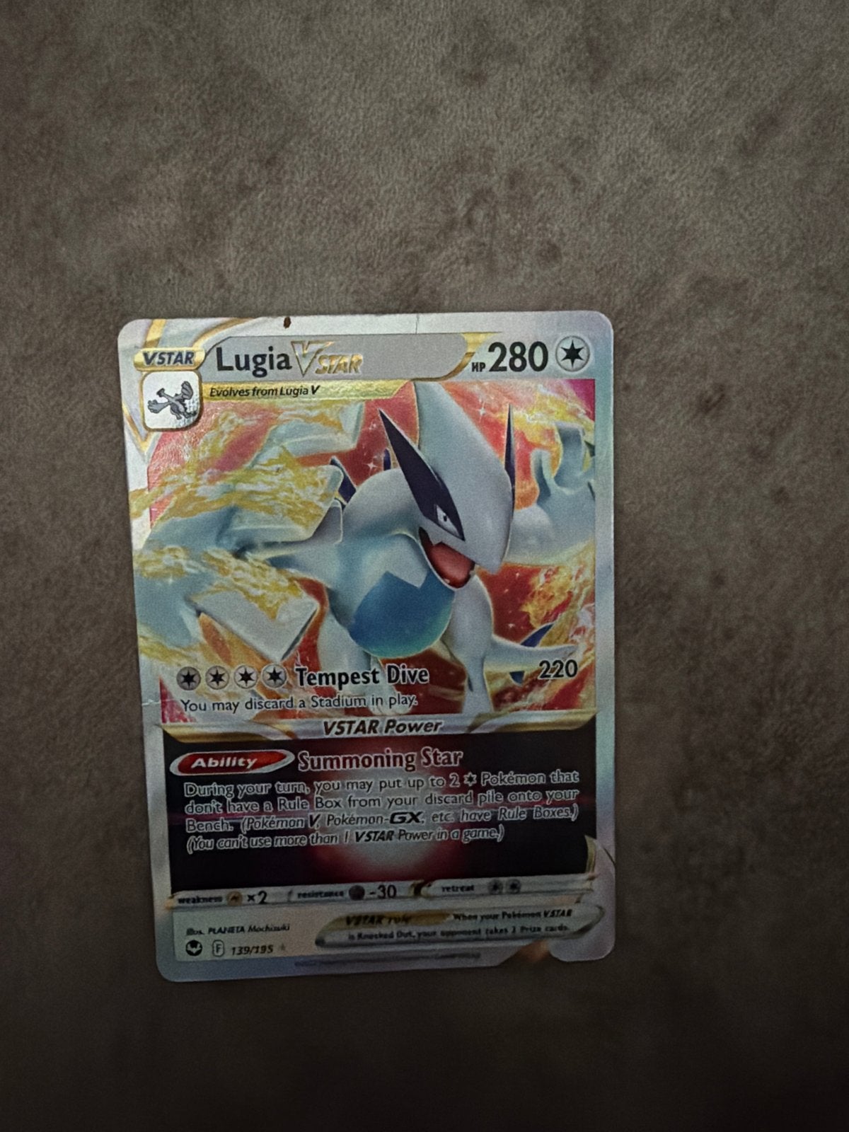 Lugia VSTAR Pokémon kaart - Zeldzaam en glimmend, Ophalen of Verzenden, Zo goed als nieuw, Losse kaart, Foil