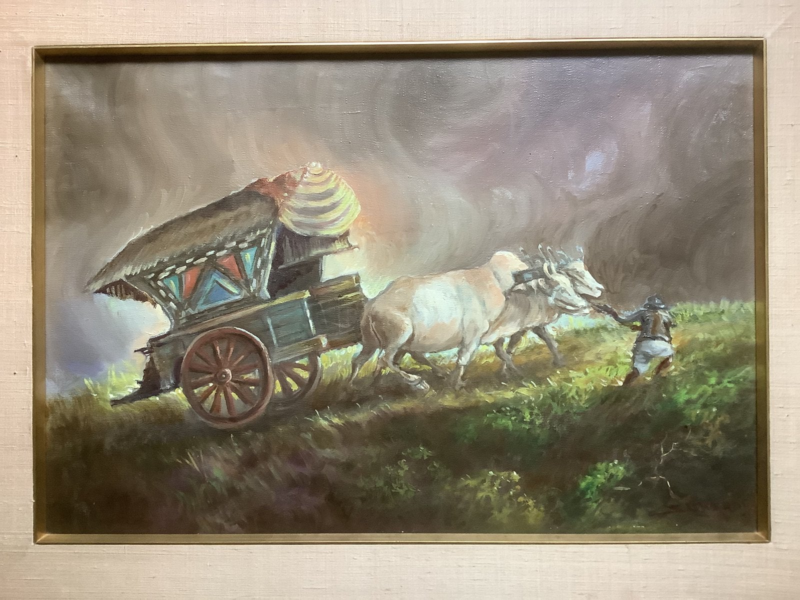 Indonesie, Java, ossenkar, Soerwadja, Surwadja, schilderij,, Antiek en Kunst, Ophalen