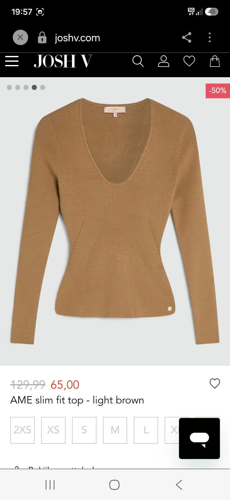 JOSH V AME slim fit top - light brown - Nieuw met kaartje, JOSH V, Bruin, Nieuw, Ophalen of Verzenden