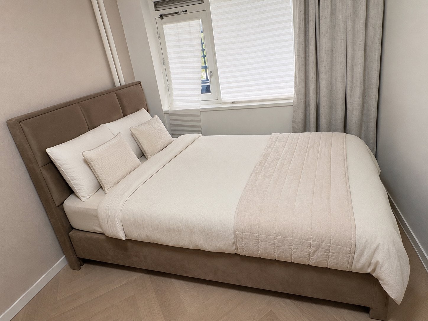 Boxspring 120x200 met opbergruimte, Ophalen, Twijfelaar, 120 cm, Stof