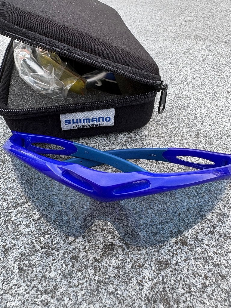 Shimano fietsbril z.g.a.n. montuur blauw, met extra glazen, Fietsen en Brommers, Fietsaccessoires | Fietskleding, Dames, Overige maten