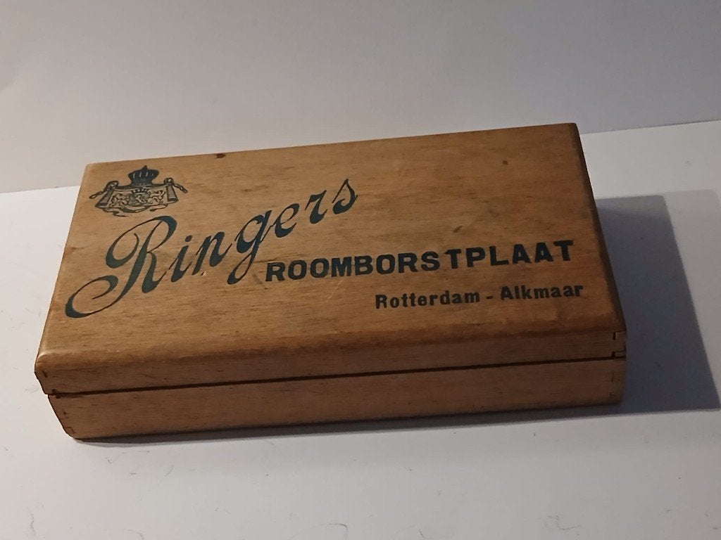 Vintage Houten Doos van  Ringers Roomborstplaat, Antiek en Kunst, Curiosa en Brocante, Ophalen of Verzenden