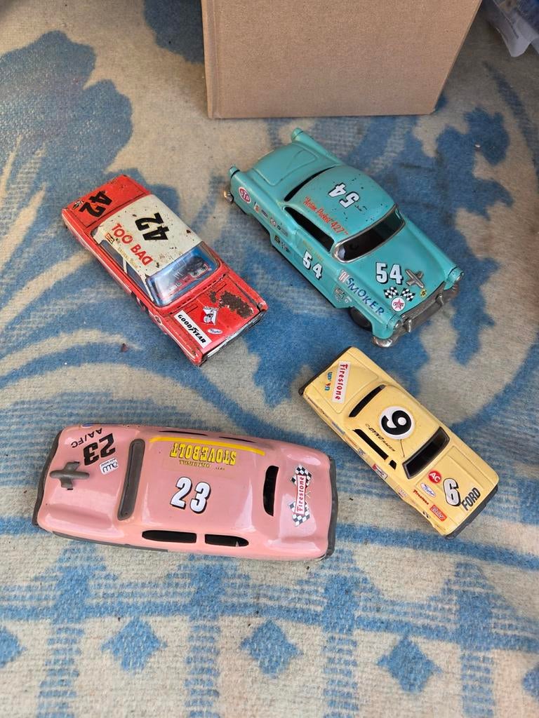 4 BLIKKEN AUTO'S OPEL REKORD 1966 FORD CHEVY samen 40 euro, Ophalen of Verzenden, Gebruikt