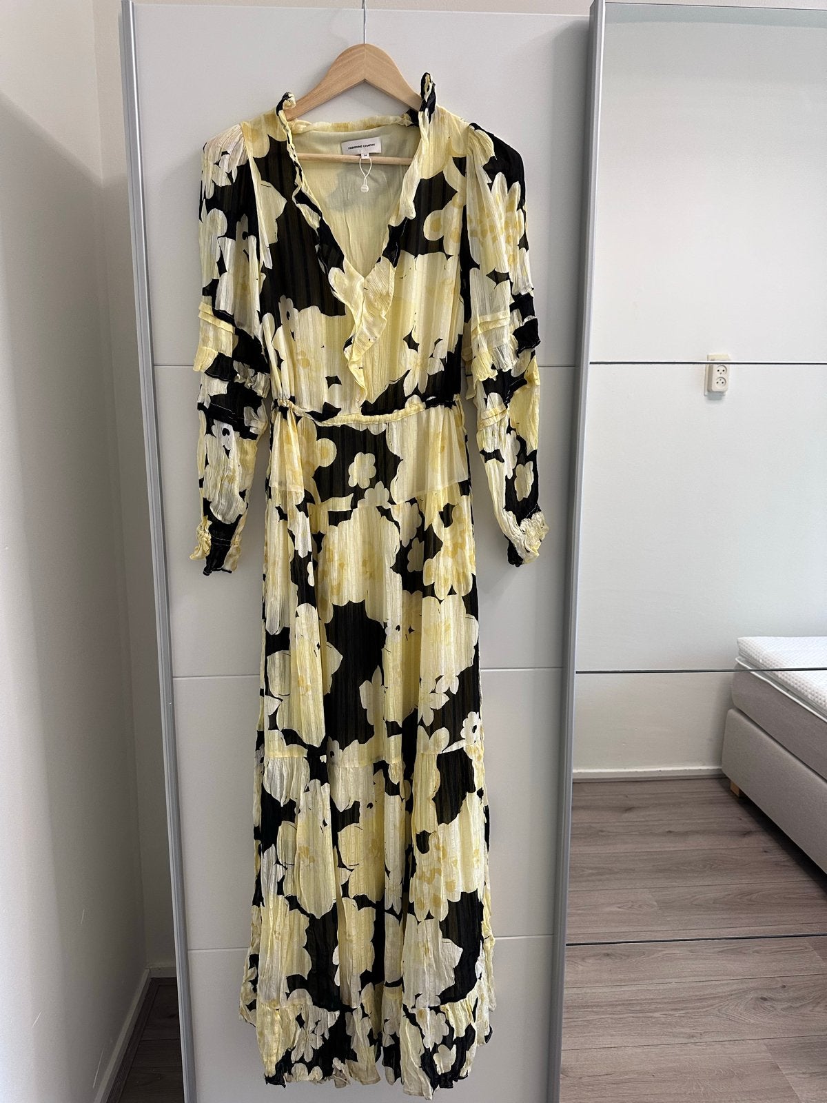 Fabienne Chapot Brigitte Jurk - Zwart/Geel Bloemenprint, Zwart, Ophalen of Verzenden, Zo goed als nieuw, Maat 34 (XS) of kleiner
