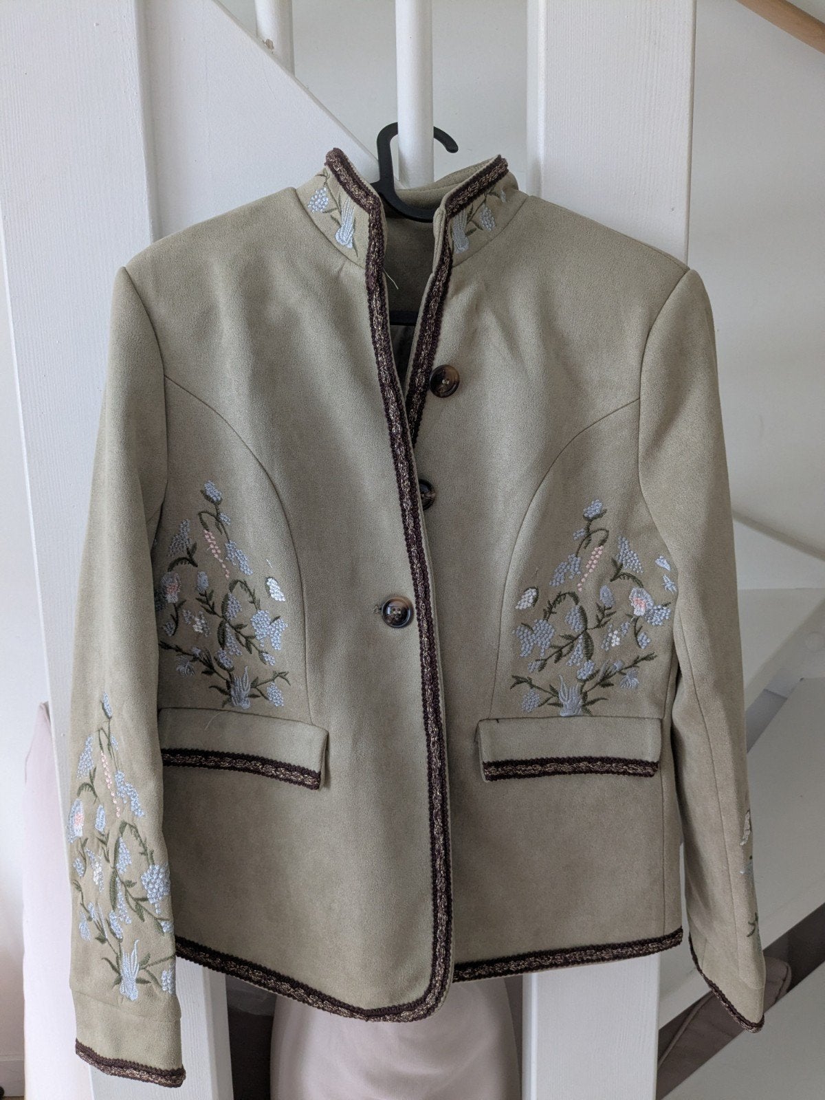Geborduurde jas met bloemenpatroon, Beige, Nieuw, Ophalen of Verzenden, Onbekend