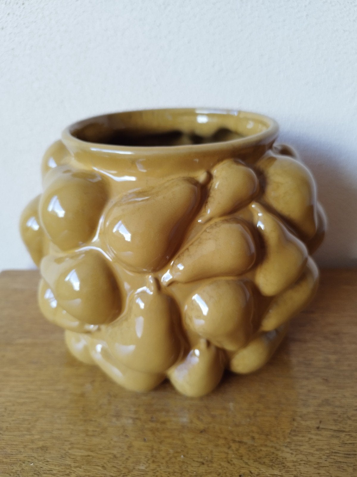Blokker Heritage Peren Fruit bloempot 20,5x16,5cm Oker, Rond, Ophalen of Verzenden, Aardewerk, Binnen