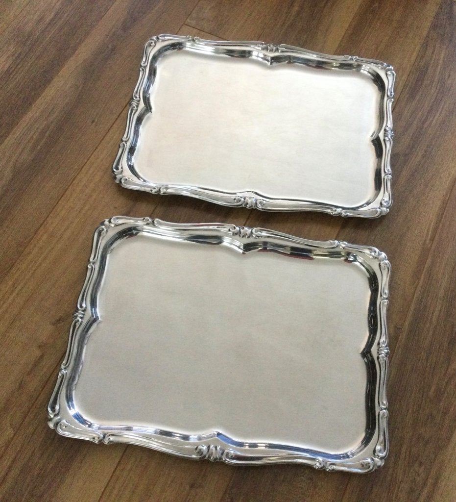 2 grote R.V.S. Serveerschalen of decoratieschalen., Schaal, Vaatwasserbestendig, Ophalen of Verzenden, Zo goed als nieuw